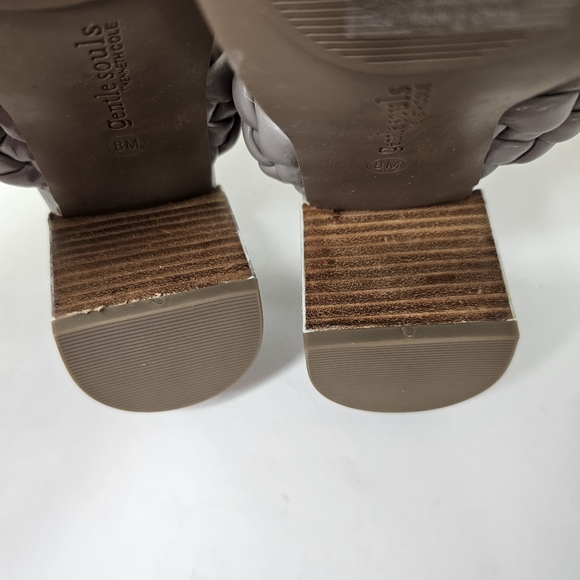 Gentle Souls by Kenneth Cole Gray Charlene Two Braid Heeled Sandal Size 8 - Picture 11 of 11